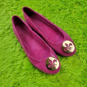 Juicy Couture Hot Pink Snake Print Pig Suede Leather Flats, 8M